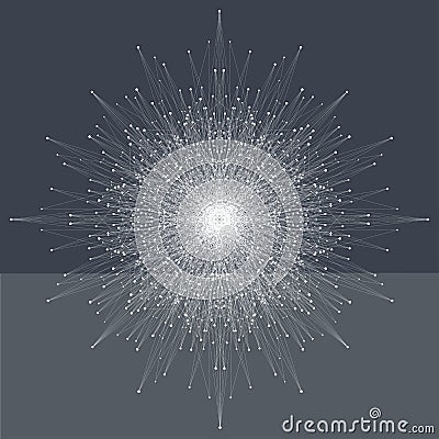 Fractal element with compounds lines and dots. Big data complex. Graphic abstract background communication. Minimal Vector Illustration