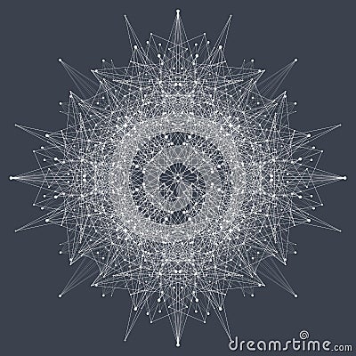 Fractal element with compounds lines and dots. Big data complex. Graphic abstract background communication. Minimal Cartoon Illustration