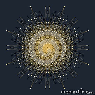 Fractal element with connected lines and dots. Big data complex. Virtual background communication or particle compounds Vector Illustration