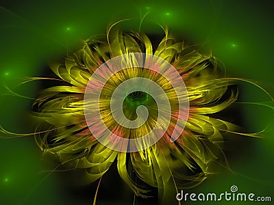 Fractal flower abstract effect, design render surreal future artistic colorful, backdrop, dynamic Stock Photo