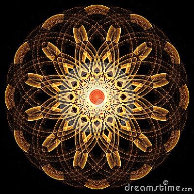 Fractal golden mandala Stock Photo