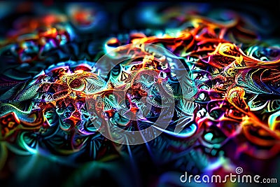 fractal hologram infinitely repeating patterns create a mesmeriz Stock Photo