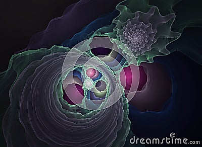 Fractal image with a geometric wavecomputer-generated fractal image with sea shells Stock Photo