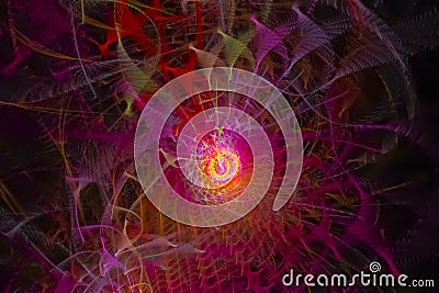 Fractal imagination concept pattern dynamic chaos motion rendering design rendering, imagination, glow, shine Stock Photo