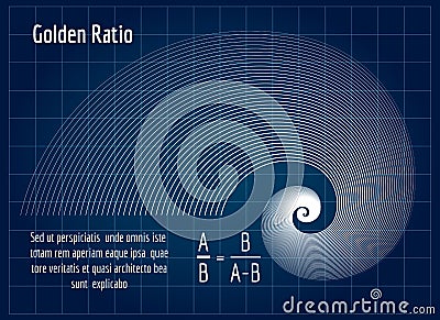 Fractal lines golden ratio proportion section Vector Illustration