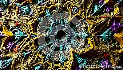 Fractal pattern abstract design, showcasing complex geometry and intricate visual art Generative AI Stock Photo