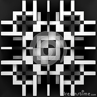 Creating Alternating Black And White Squares In A 4x4 Grid Fractal Stock Photo