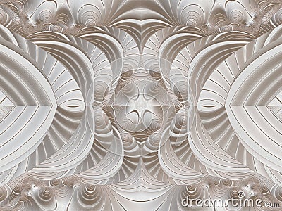 Fractal pattern in the style of stucco bas-relief on a gray stone wall Stock Photo