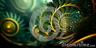 Fractal patterns inspired by the intricate blossoming of ferns and the symmetry of nature. Stock Photo