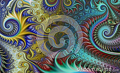 Fractal surreal background. Futuristic scientific design. Dynamic illustration Cartoon Illustration