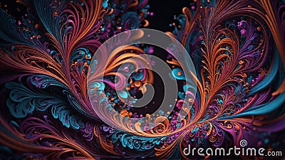 Fractal Symphony - A Burst of Colorful Energy Stock Photo