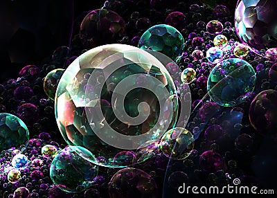 Fractal Transparent Shining Sphere Background - Fractal Art Stock Photo