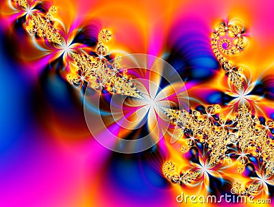 Fractal - Tropical Flowers and Spirals Stock Photo