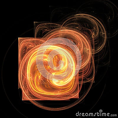 Fractal twisted flame glow on abstract box digital art background Stock Photo