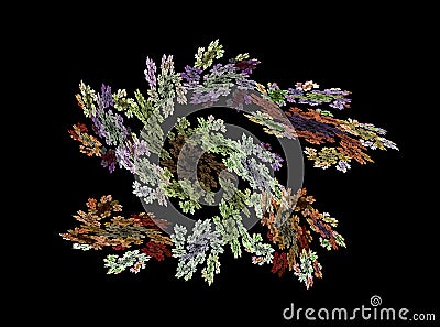 Fractals, abstract floral ornament on a black background Stock Photo