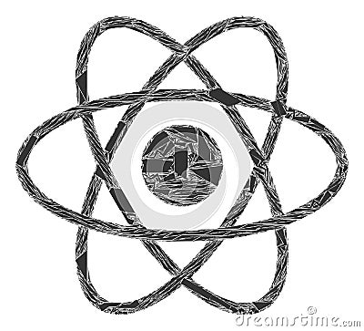 Fraction Mosaic Atom Icon Vector Illustration
