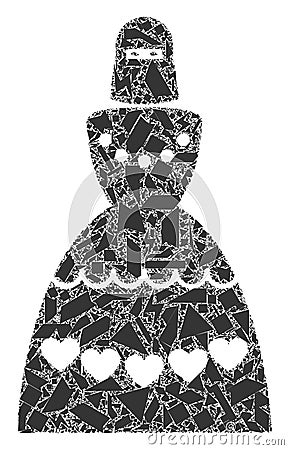 Fraction Mosaic Muslim Bride Icon Vector Illustration