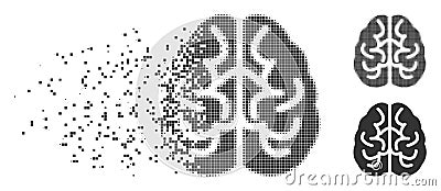 Brain Dispersed Pixel Halftone Icon Vector Illustration