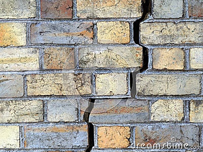 Fractured Brick Wall Stock Photo