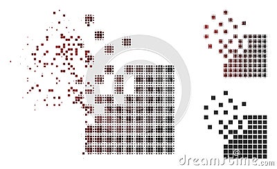 Fractured Dot Halftone Dissolving Pixel Mosaic Icon Vector Illustration