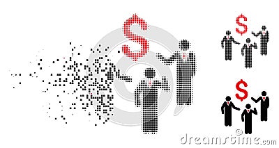 Fractured Dot Halftone Financial Discussion Businessmen Persons Icon Vector Illustration