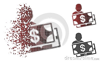 Fractured Dotted Halftone Investor Icon Vector Illustration
