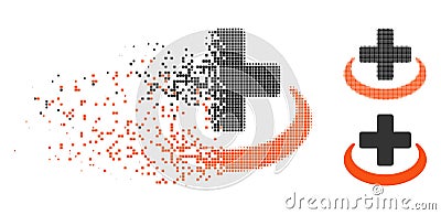 Fractured Dotted Halftone Medical Community Icon Vector Illustration