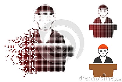 Fractured Dotted Halftone Official Clerk Icon Vector Illustration