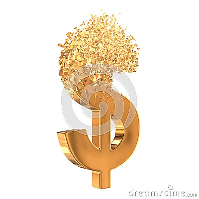 Fractured Gold Dollar sign 3d Stock Photo