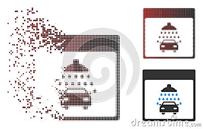 Fractured Pixel Halftone Automobile Shower Calendar Page Icon Vector Illustration