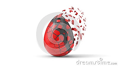 Fracturing and peeling easter egg. 3d illustration Cartoon Illustration