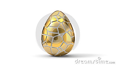 Fracturing and peeling easter egg. 3d illustration Cartoon Illustration