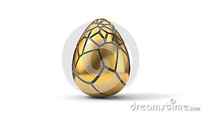 Fracturing and peeling easter egg. 3d illustration Cartoon Illustration