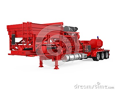Fracturing Unit Semi-Trailer Isolated Stock Photo