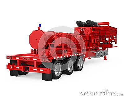 Fracturing Unit Semi-Trailer Isolated Stock Photo