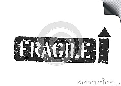 Fragile, arrow up grunge box sign for cargo, delivery and logistics isolated on white Vector Illustration