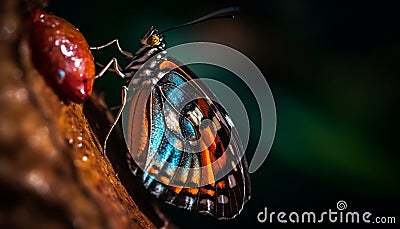 The fragile beauty of a multi colored butterfly in nature embrace generated by AI Stock Photo
