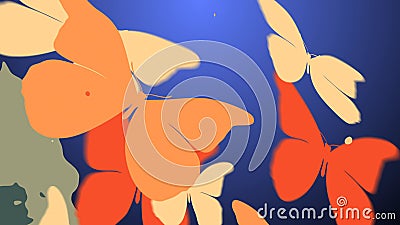 Fragile butterflies flying in the light Cartoon Illustration