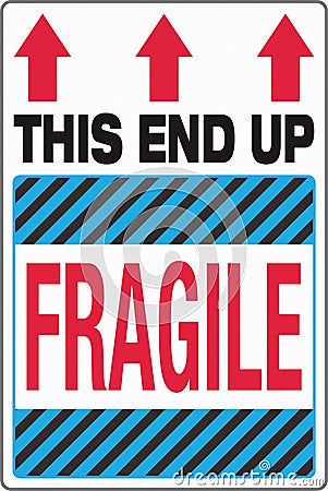 International Shipping Pictorial Labels Fragile This End Up Vector Illustration