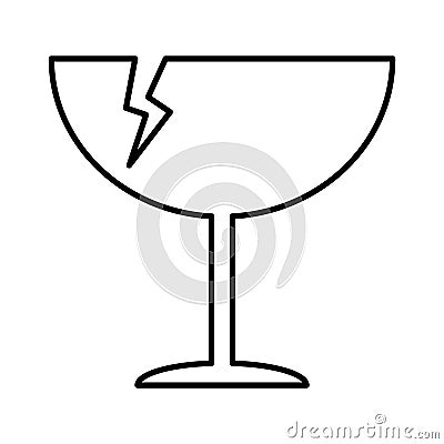 Fragile flat icon with crack isolated on white background. Fragile package symbol. Label vector illustration Vector Illustration