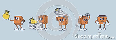 Fragile packaging guide. How to pack into cardboard box step-by-step instruction vector illustration Vector Illustration
