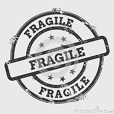 Fragile rubber stamp isolated on white background. Vector Illustration