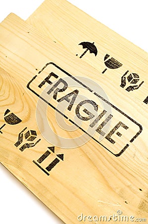 Fragile sign on white Stock Photo