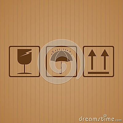 Fragile symbol with cardboard texture background. Fragile symbol vector. Vector Illustration