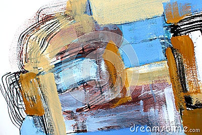 Fragment of abstract contemporary art. Colorful brush grunge paint splash on canvas. Art hand painting Stock Photo