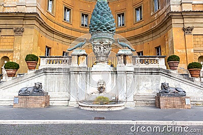 Fragment of an ancient bronze Roman fountain Stock Photo