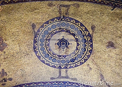 Fragment of an ancient Byzantine mosaic in the Hagia Sophia Editorial Stock Photo