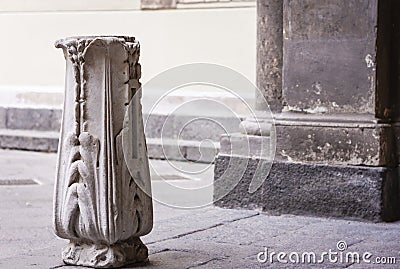 Fragment of antique pillar in Elephant Palace, Catania, Sicily, Italy Stock Photo