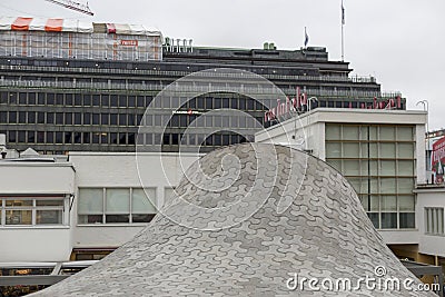 Fragment of the architectural complex Amos Rex in the center of Helsinki Editorial Stock Photo