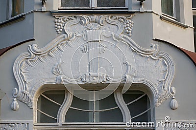 Fragment of Art Nouveau architecture style of Riga city Editorial Stock Photo